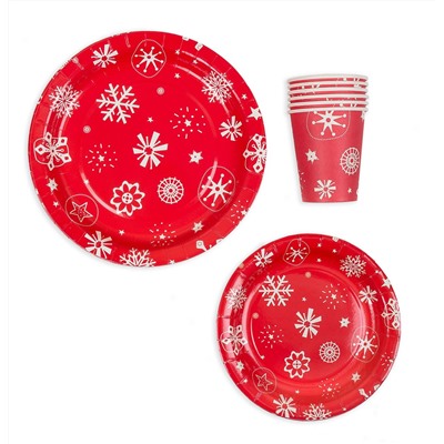 Набор бумажной посуды Снежинки "BOOMZEE" TRSL-02/Россия