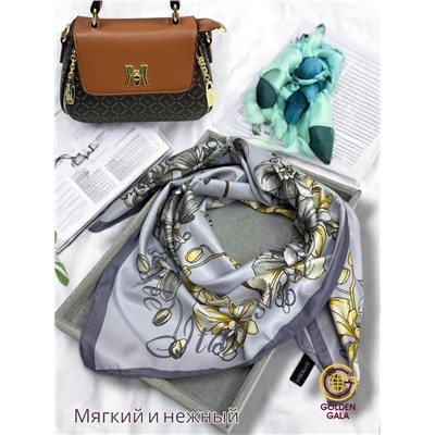 Платок шелковый Арт М43/9 (лавандовый с фиолетовой каймой)