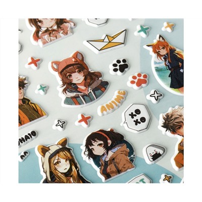Наклейки объемные MESHU "Neko", 10*23см, пакет европодвес