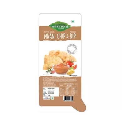 Чесночные чипсы с соусом Макхани (80 г), Butter Garlic Naan Chips With Makhani Dip, произв. Wingreens Farms
