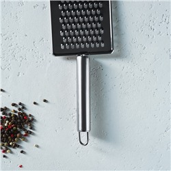 Тёрка для сыра Доляна «Металлик», 14×8 см, мелкая, с ручкой, серебристая