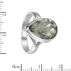 Кольцо 'Ами' с зелёным аметистом, родий ИВКС37110Х14АЗ0R1