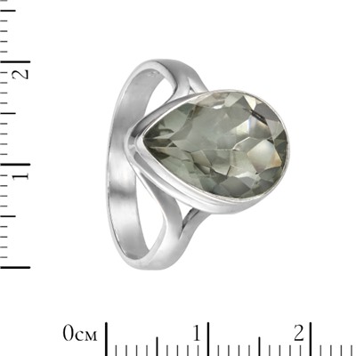 Кольцо 'Ами' с зелёным аметистом, родий ИВКС37110Х14АЗ0R1