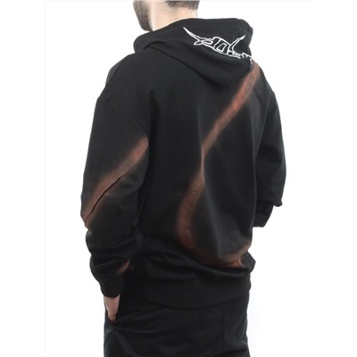 2652 BLACK/ORANGE Толстовка мужская (75% хлопок, 20% полиэстер, 5% спандекс)