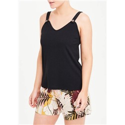 Textured Button Strap Vest Top