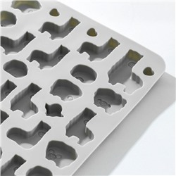 Форма для мармелада Доляна «Ферма», силикон, 23×12.5×1 см, 53 ячейки, серая