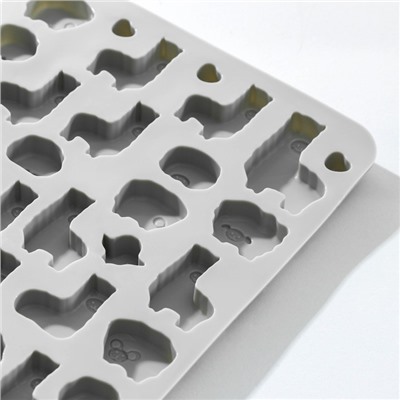 Форма для мармелада Доляна «Ферма», силикон, 23×12.5×1 см, 53 ячейки, серая