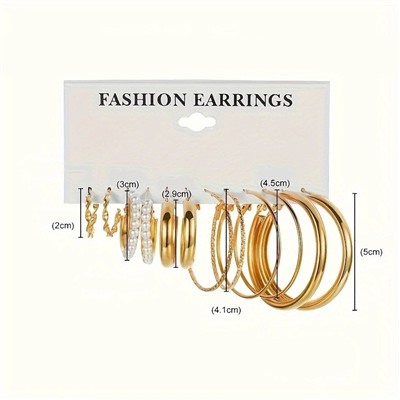 Набор сережек-колец 6 пар (НС-001)