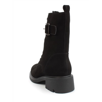 04-M2-590 BLACK Ботинки зимние женские (натуральная замша, натуральный мех)