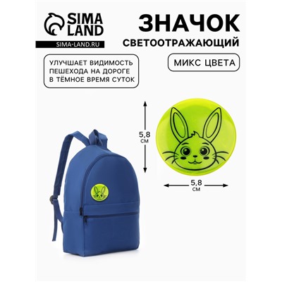 Светоотражающий значок «Зайка», d=5.8 см, МИКС