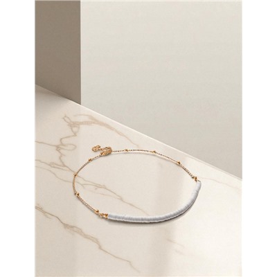 Колье «Перламутр» майя, белое в золоте, 42 см