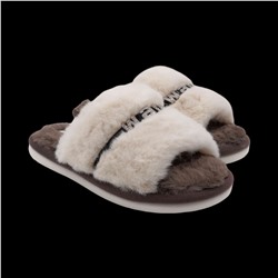 Тапочки меховые 10215 бежево коричневые