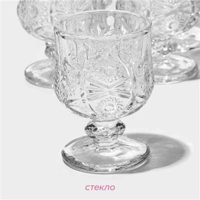 Рюмки Доляна «Ледяная звезда», 60 мл, 15×11×7 см, набор 6 шт., стекло, прозрачные