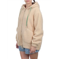 1003 BEIGE Куртка плюшевая демисезонная (65% хлопок, 35% полиэстер) оверсайз 44-54