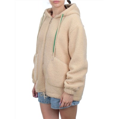 1003 BEIGE Куртка плюшевая демисезонная (65% хлопок, 35% полиэстер) оверсайз 44-54
