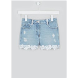 Girls Crochet Trim Denim Shorts (4-13yrs)