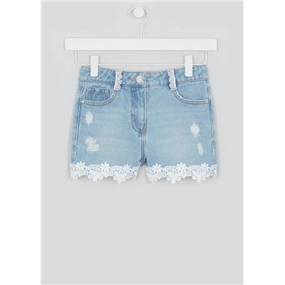 Girls Crochet Trim Denim Shorts (4-13yrs)
