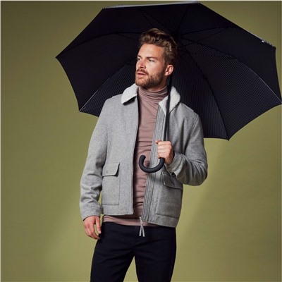 G451-2162 BlackSteel (Черный с серым) Зонт мужской трость автомат Fulton