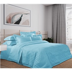 Ткань страйп-сатин / Ярко-голубой