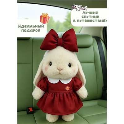 Мягкая игрушка обнимашка Зайчик в красном платье, 35 см