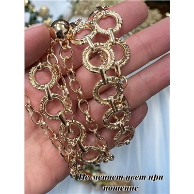 Пояс женский цепочка  с кольцами цвет золото модель 10