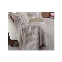 Покрывало Накидка на Диван 180x230 см. 100% Хлопок Koltuk Örtüsü Püsküllü Çizgili A.Gri