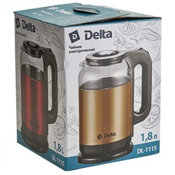 Чайник электрический 1500 Вт, 1,8 л DELTA DL-1115 золотой