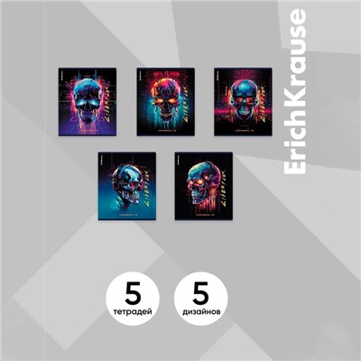 Тетрадь 48 листов в клетку ErichKrause Cyberpunk, обложка мелованный картон, металлизированная ламинация, твин-лак, блок офсет 100% белизна, МИКС
