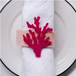 Кольцо для салфетки Sea love коралл, 4.6×6.2 см, 100 % п-э, фетр