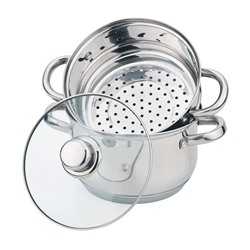 КАСТРЮЛЯ-ПАРОВАРКА AGNESS 2-Х ЯРУСНАЯ, 3 ПРЕДМЕТА, СЕРИЯ "CLASSIC" ДИАМЕТР=20СМ, 3,2Л (КОР=4ШТ.)