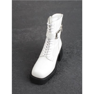 01- GZ6115-G71-N101 WHITE Ботинки демисезонные женские (натуральная кожа)