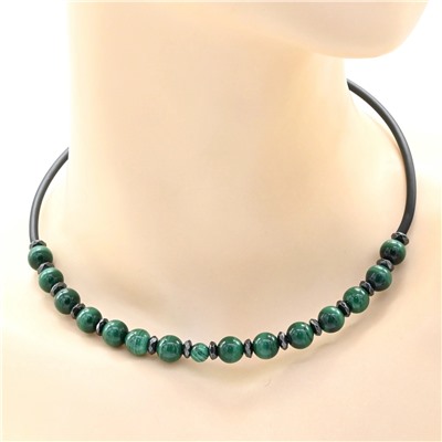 Чокер с малахитом шарик 8мм, 45см