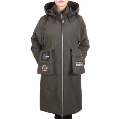 ZW-2306-C SWAMP COLOR Пальто демисезонное женское (100 гр. синтепон) BLACK LEOPARD