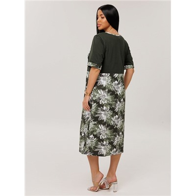 Женское платье Пл-167(К) / Хаки (цветы)