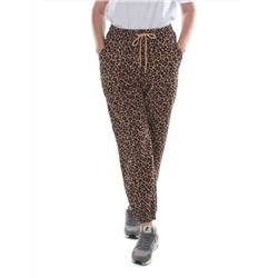 9001 LEOPARD/BROWN Брюки спортивные женские (95% хлопок, 5% спандекс)