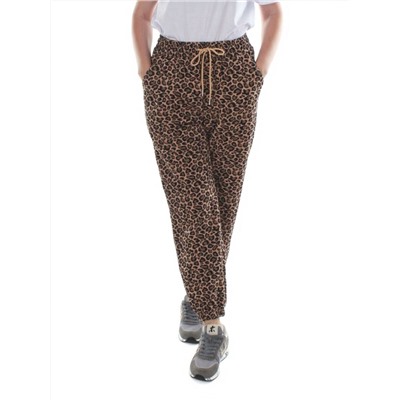 9001 LEOPARD/BROWN Брюки спортивные женские (95% хлопок, 5% спандекс)