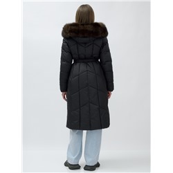 Пальто женское зимние с мехом песец люкс класса черного цвета 625Ch