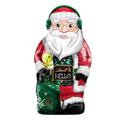 Lindt 2025 Hello Santa Vegan 3stk x 80 g, Линдт Веган Дед Мороз, 12см, 80 грамм х 3 штуки (240 грамм)