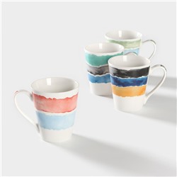 Набор кружек Доляна «Цветной дым», 4 предмета: 340 мл, фарфор