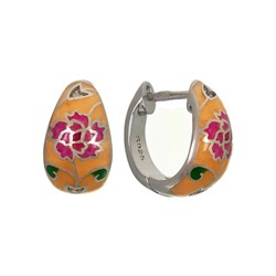 Серьги 'Пионы' с эмалью ТДС.474ЭМ1.41