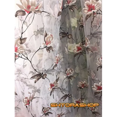 Тюль печать цветы