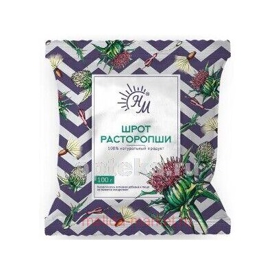 НАТУРАЛЬНЫЕ МАСЛА Шрот расторопши пятнистой "СолНат Био" 100 г. БАД цветной пакет