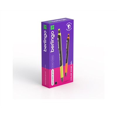 Ручка гелевая автоматическая Berlingo "Color Zone gel" черная, 0,5мм, грип