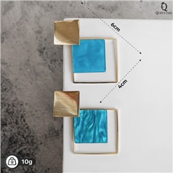 Серьги ассорти «Азелия» ромбы, цвет бирюзовый в золоте