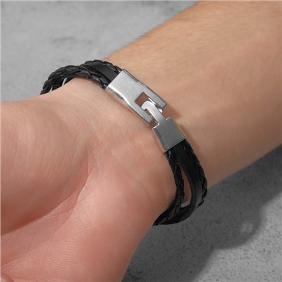 Браслет мужской «Крепость» скорпион, цвет чёрный с серебром, 21,5 см