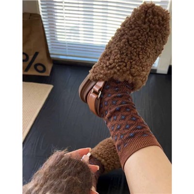 Retro small design knee socks, mid-length