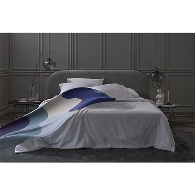 Плед из хлопка с авторским принтом синего цвета из коллекции Freak Fruit, 130х180 см