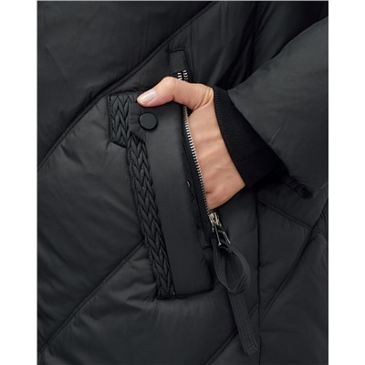 Куртка зимняя женская из овчина стильная и модная черного цвета 7348Ch