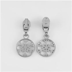 Бегунок для молнии «Спираль», №3, «Снежинка», 10 шт., цвет никель