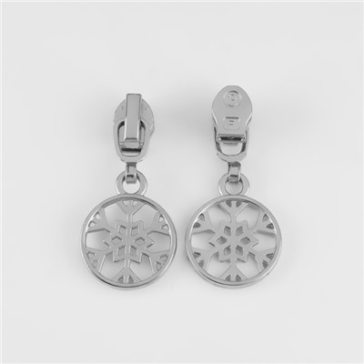 Бегунок для молнии «Спираль», №3, «Снежинка», 10 шт., цвет никель